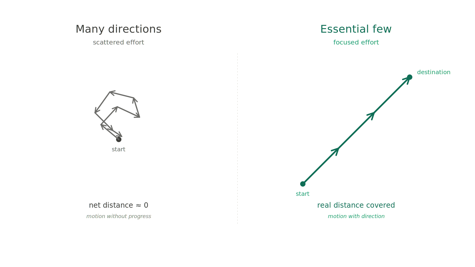 Many directions vs. the essential few.